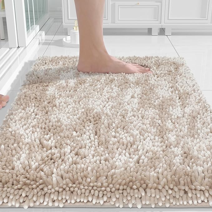 Yimobra Chenille Bathroom Rugs Non Slip, Extra Thick Soft Absorbent Bath Rug by Yimobra