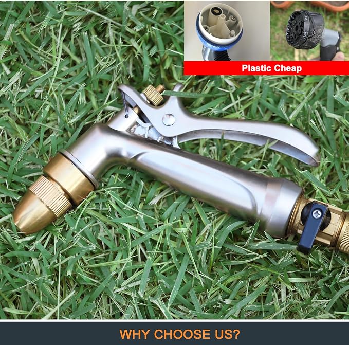 ESOW Garden Hose Nozzle, 100% Heavy Duty Metal Spray Gun - Image 5