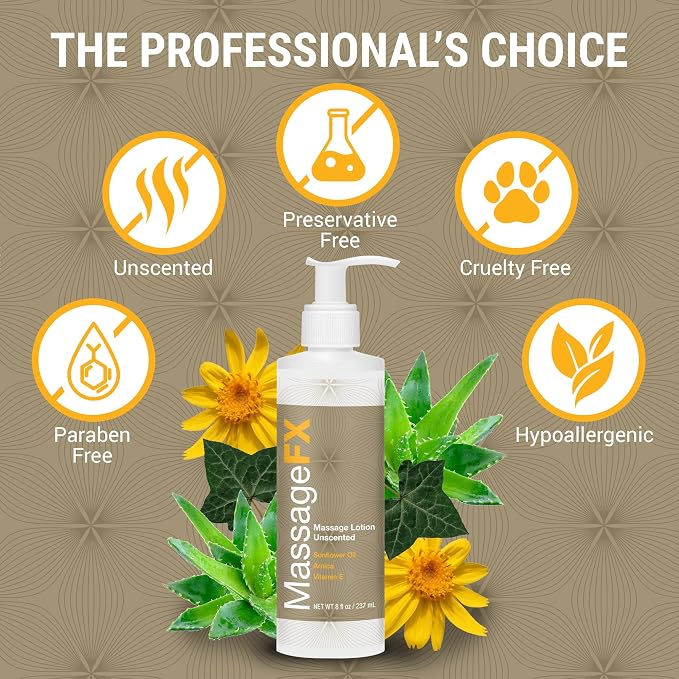 Massage FX Unscented Massage Lotion, 8 oz Pump Bottle - Image 9
