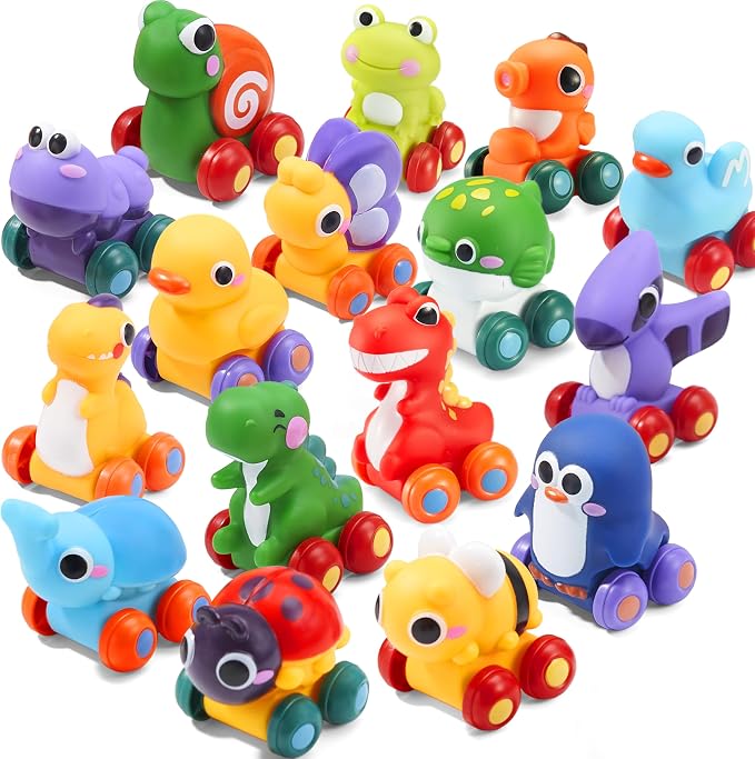 JOYIN Animal Cartoon Cars, Soft Rubber Toy Car Set, Mini Vehicles, Bath Toy Car by JOYIN