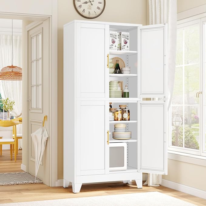 75.2" Tall Metal Pantry Cabinet, Kitchen Pantry Storage Cabinets - Image 2
