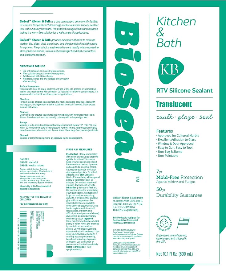 Translucent BioSeal 100% Silicone Sealant Caulk Kitchen and Bath Grade - Image 3