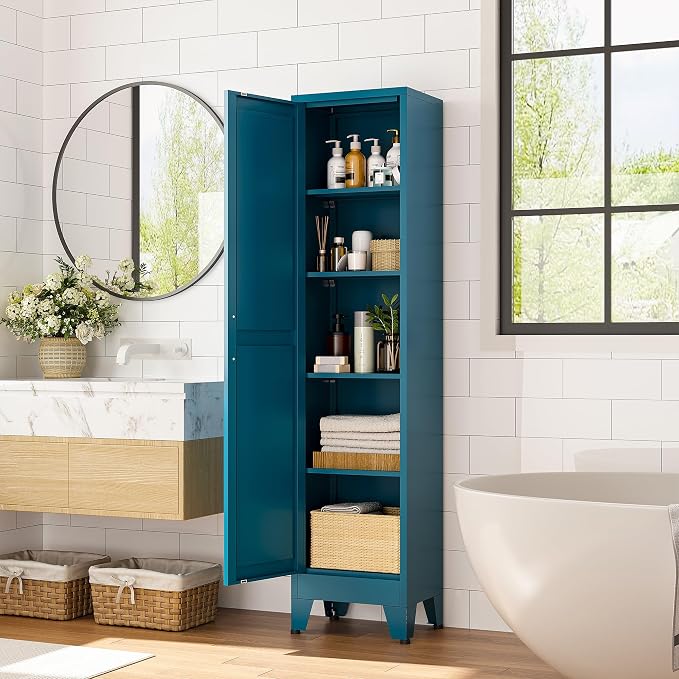 Narrow Bthroom Storage Cabinet Tall Metal Storage Cbinets - Image 5