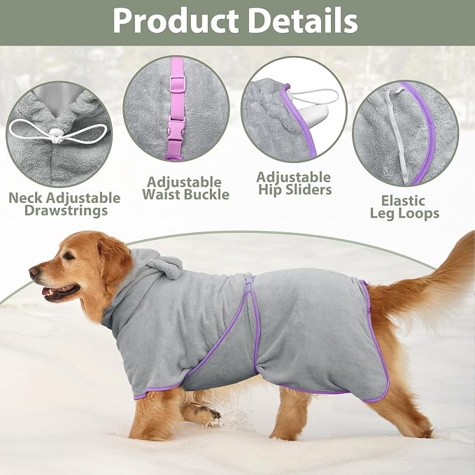 Dog Bathrobe Super Absorbent Towel Robe - Image 3