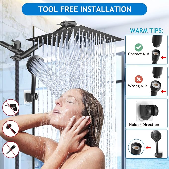 Shower Head Combo, 10 Inch High Pressure Rain Shower Head - Image 6