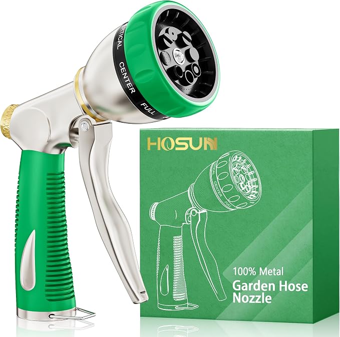 HOSUN Garden Hose Nozzle Sprayer Heavy Duty, 100% Metal Water Hose Nozzle by HOSUN