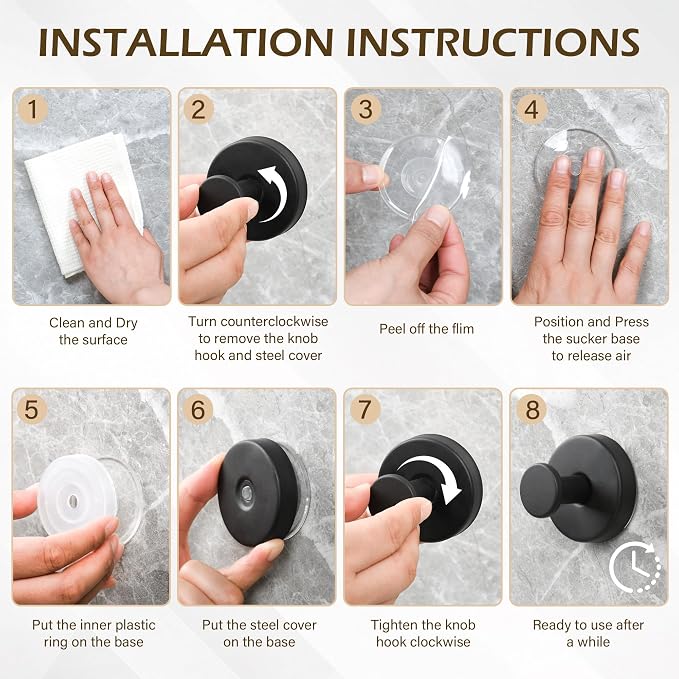 Shower Suction Cup Hooks, Heavy Duty Bathroom Wall Hooks - Image 5