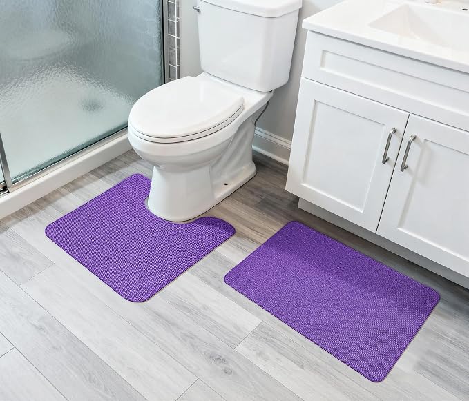 Bathroom Rugs Set 2 Pieces, Thin Bathroom Mats, Toilet Rugs, Quick Dry - Image 6