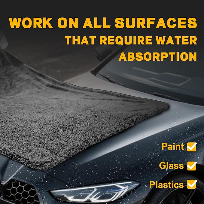 2-Pack Double Sided Car Drying Towel, 1600 GSM Super Absorbent Microfiber - Image 5