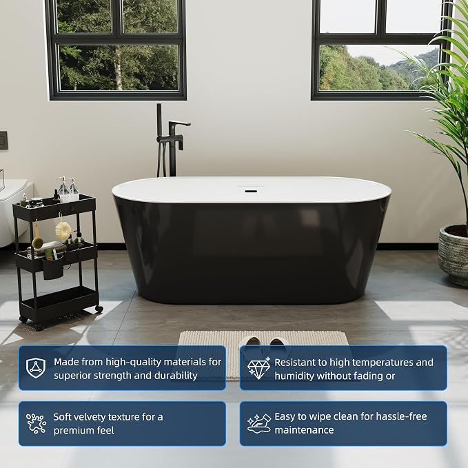 67'' Freestanding Bathtub, Deep Soaking Tub - Image 3