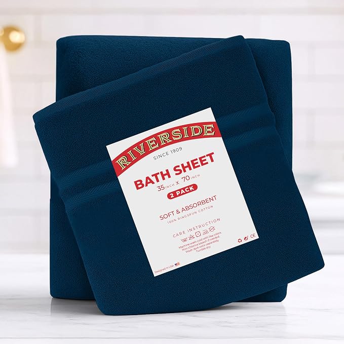RIVERSIDE Pack of 2 Extra Large Bath Sheets 35 x 70 Inches - Image 7