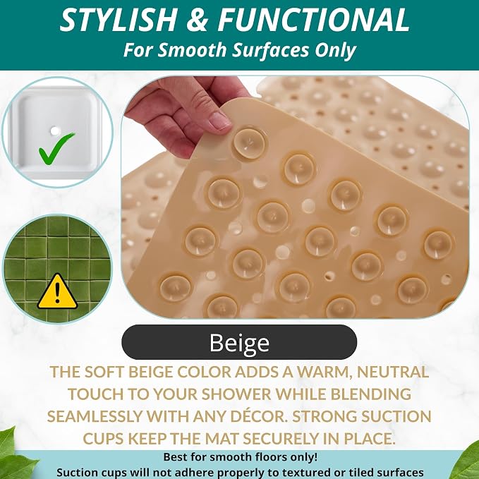 ENKOSI 21 x 21 inch Square Non-Slip Shower Mat – Anti-Slip Shower Mats - Image 5