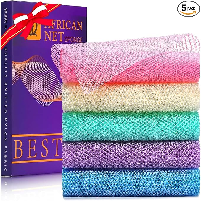 UJFQBH 5 Pieces African Bath Sponge African Net Long Net Bath Sponge by BuyNow