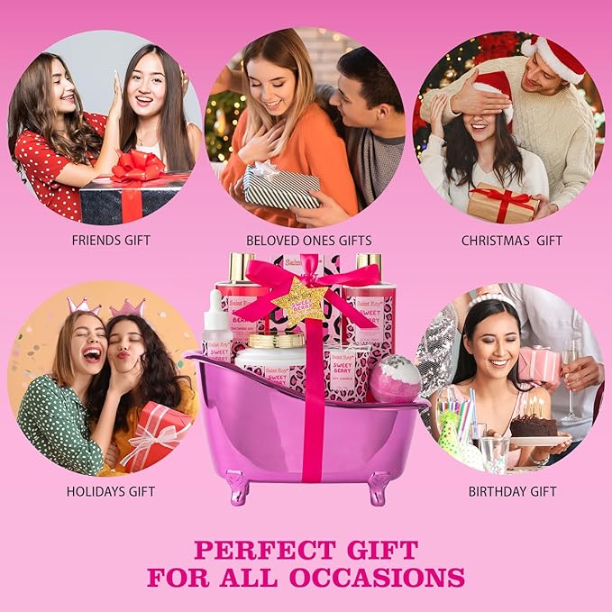 bath body Gifts for Her Home Bath Spa Gift Basket for Women Sweet Berry Bath - Image 5