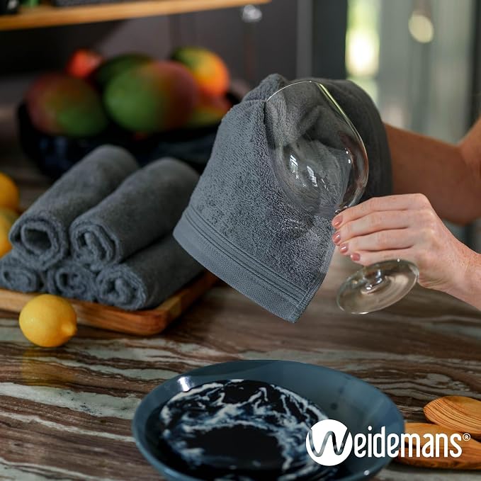 100% Cotton Washcloths Set 13” x 13” | Dark Grey Towels | Set of 12 Ultra Soft - Image 8