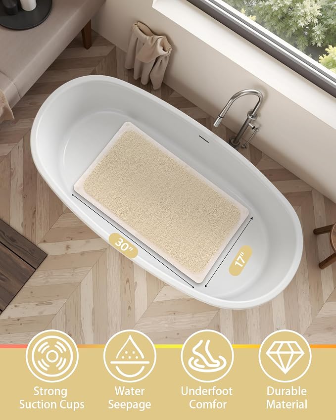 Mecko Non Slip Shower Mats, 17x30 Inch, Anti-Slip Bathtub Mats - Image 2