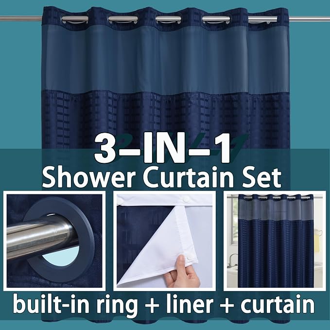 Conbo Mio Extra Wide No Hook Shower Curtain - Image 3