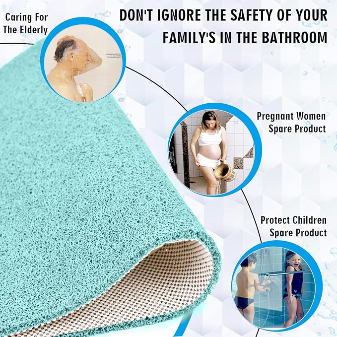 godehone Shower Mats Non Slip Without Suction Cups, PVC Loofah Bathroom Mats - Image 3
