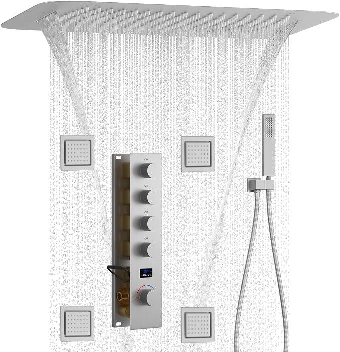 Brushed Nickel Digital Display Shower System by KATAIS