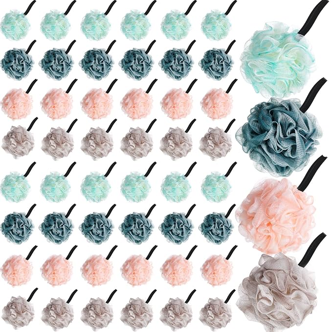 Shellwei 48 Pack Bath Sponge Shower Loofahs Bulk Pack 50g Soft Net Body by Shellwei