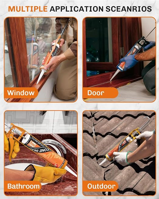 WELLUCK Dark Brown Silicone Caulk, 100% Waterproof Caulking Silicone Sealant - Image 7