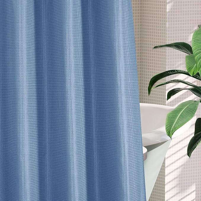 MitoVilla Blue Waffle Small Stall Shower Curtain Liner Set 36 x 74, No Hooks - Image 6