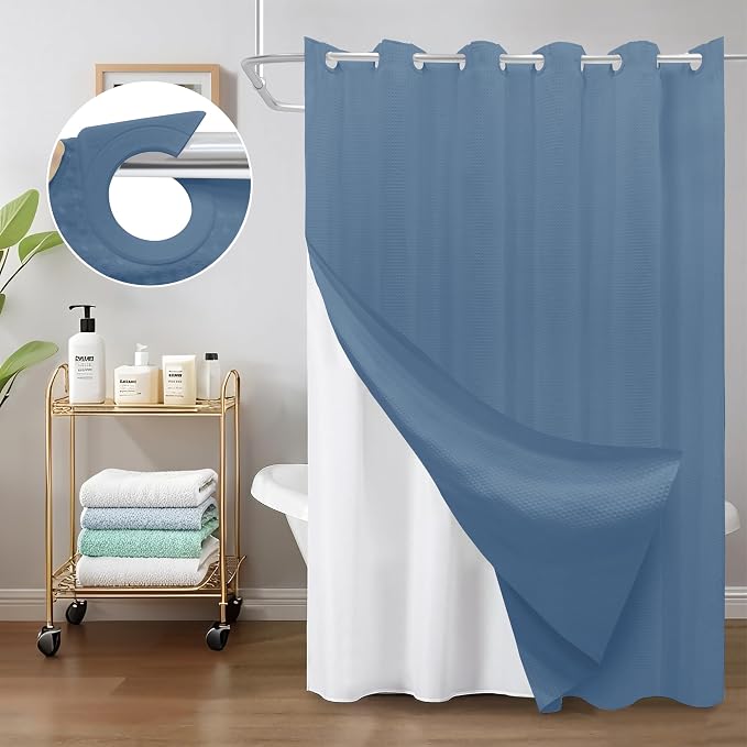 Inhousolu No Hook Waffle Weave Shower Curtain - Image 8