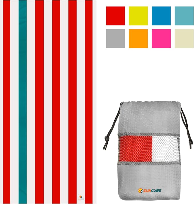 SUN CUBE Microfiber Beach Towel, Quick Dry Sand Free Beach Towel, Lightweight - Image 2