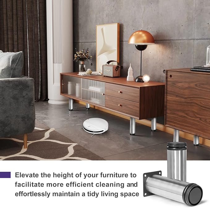 6 Inch Metal Furniture Legs Stainless Steel Adjustable Legs Silver Metal Legs - Image 4