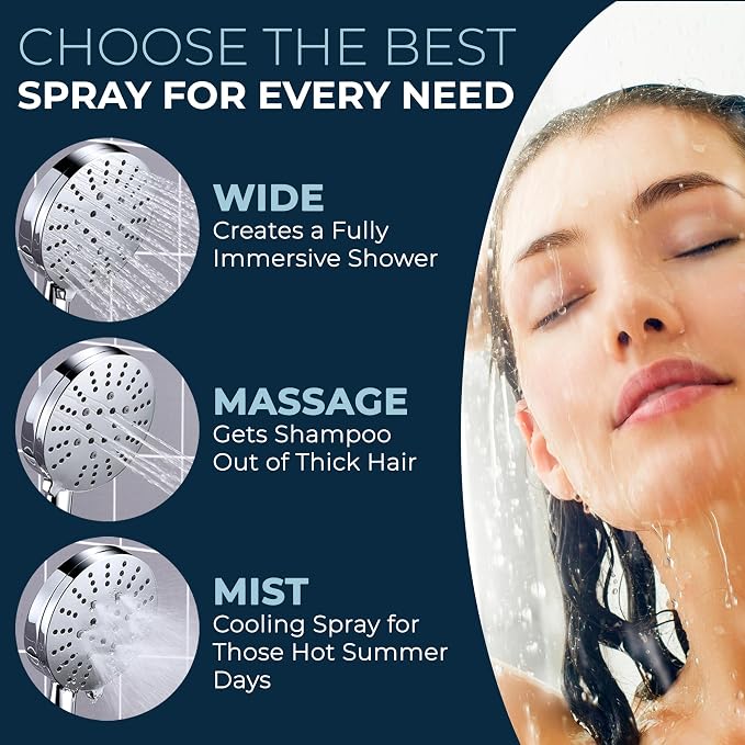 HammerHead Showers® Solid Metal 3-Spray Handheld Shower Head - Image 3