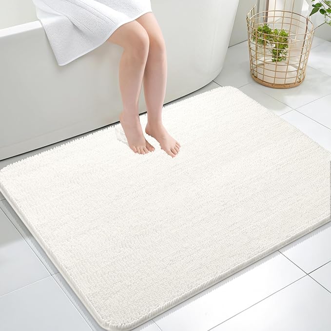 OLANLY Bathroom Rugs 40x32, Extra Soft Absorbent Chenille Bath Rugs, Rubber by OLANLY
