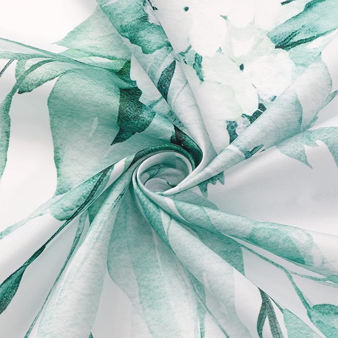 Gibelle Teal Eucalyptus Shower Curtain, Watercolor Plant Leaves - Image 5