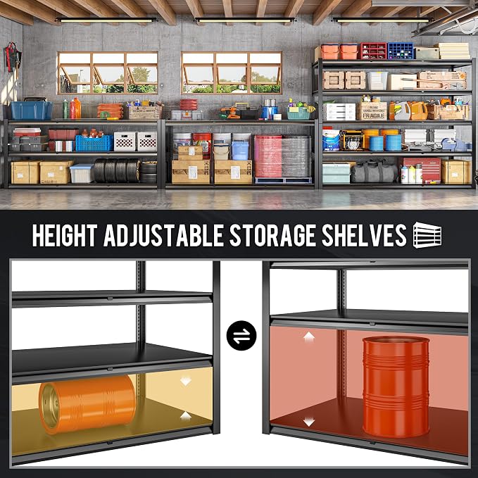 72.2" H Garage Shelving 3000LBS Metal Shelving Unit Adjustable Garage Storage - Image 5