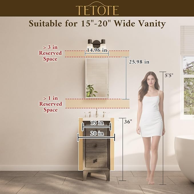TETOTE 15 x 26 Mirrored Medicine Cabinets - Image 9