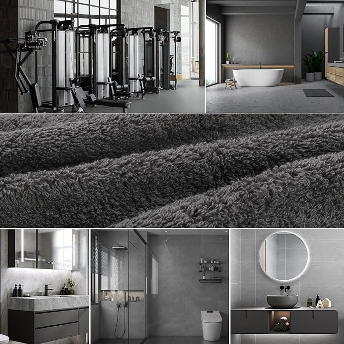 SEMAXE Bathroom Towel Set, 8-Piece Gray Cotton Towels - Image 3