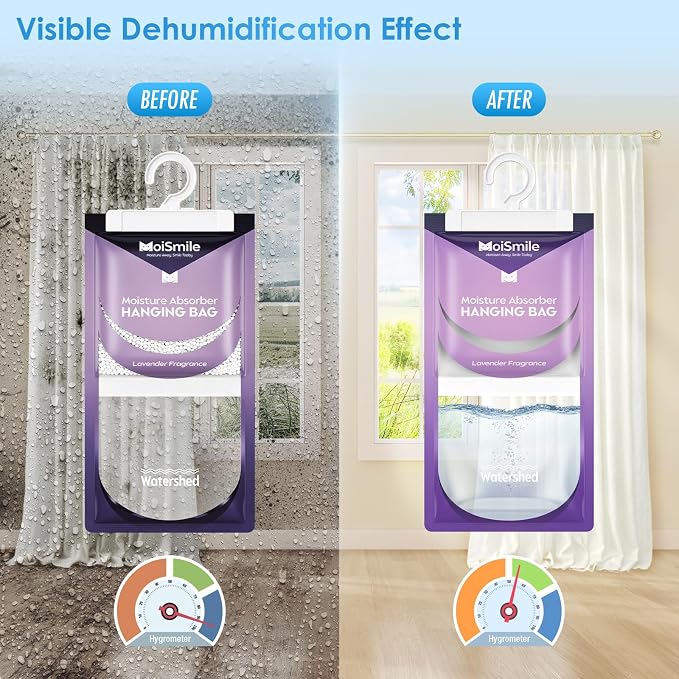 Moisture Absorbers 30 Pack Lavender Fragrance, Hanging Closet Dehumidifier Bags - Image 2