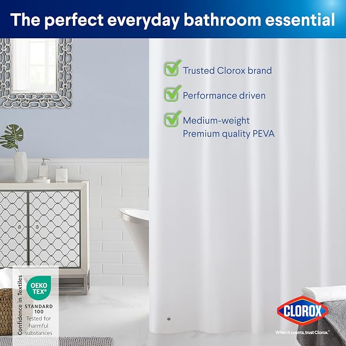CLOROX Shower Curtain Liner, Premium Lightweight Flexible Waterproof 6g PEVA - Image 9