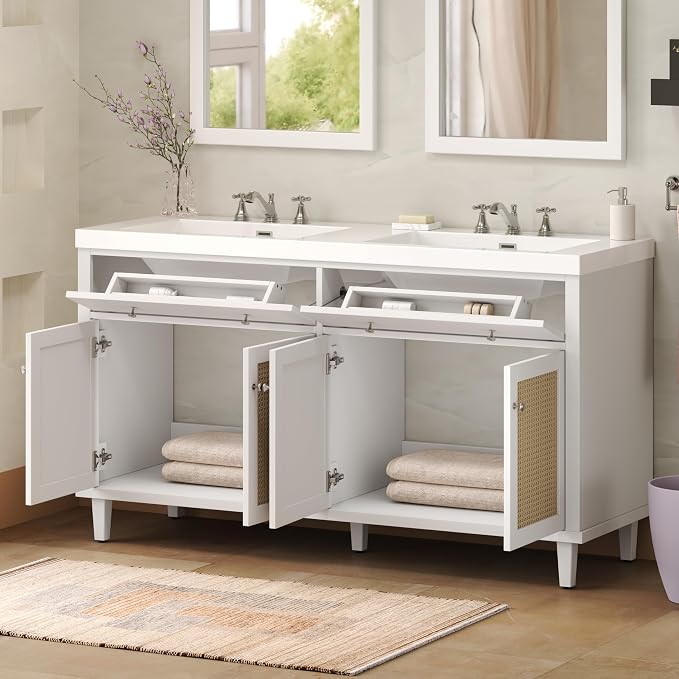 60 Inch Bathroom Vanity with Double SMC Sink Combo Set, Large Double Sink - Image 8