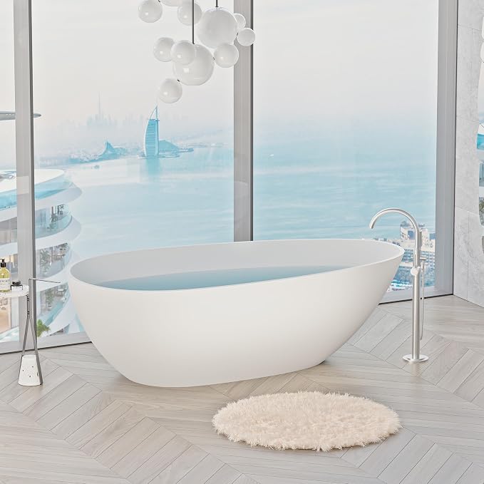 Abruzzo 59" Small Freestanding Bathtub Solid Surface - Image 2