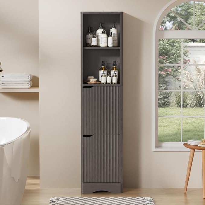 67" Tall Bathroom Organizer and Storage, Narrow Storage Cabinet - Image 2