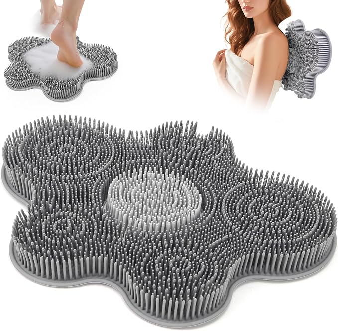 Shower Foot Scrubber Mat Silicone Back Exfoliating Cleaner, Feet Message Bath by Mabnuby