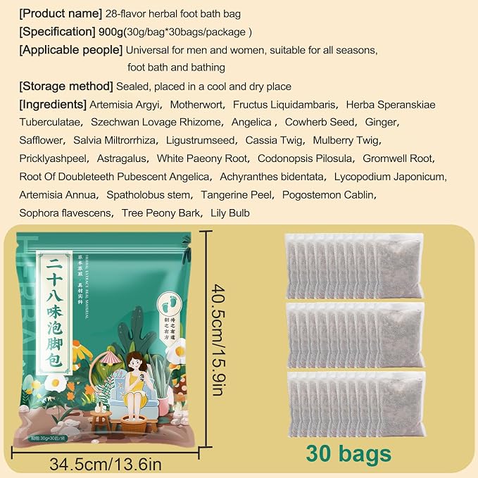 30 Bags Herbal Foot Soak, Foot Bath Herb, Foot Spa Bath Soak Foot Detox Soak to - Image 3