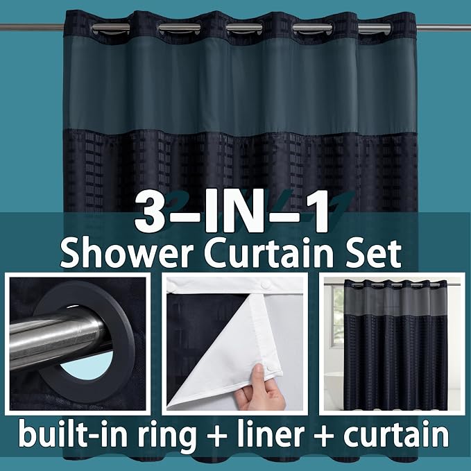 Conbo Mio Extra Wide No Hook Shower Curtain - Image 3