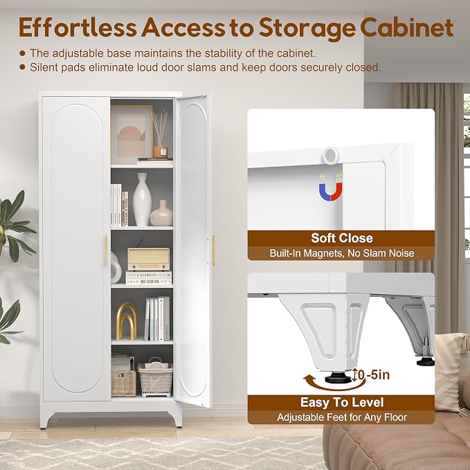 75" Tall Pantry Storage Cabinet, Tall Kitchen Pantry Storage Cabinet - Image 4