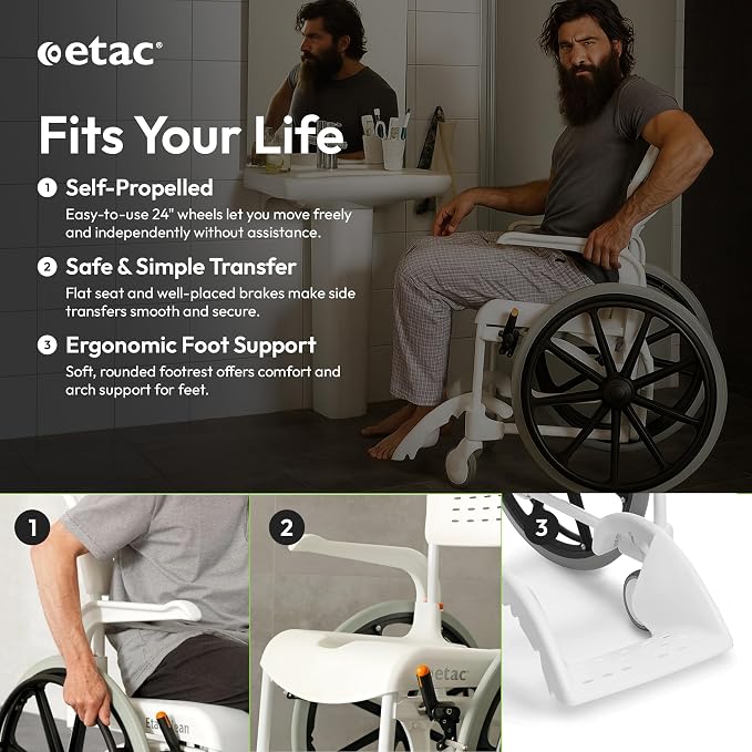 Etac Clean 24" Self-Propelled Shower Chair - Image 5