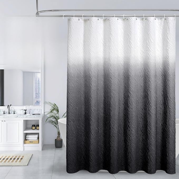 MitoVilla Black Ombre Shower Curtain Set by MitoVilla