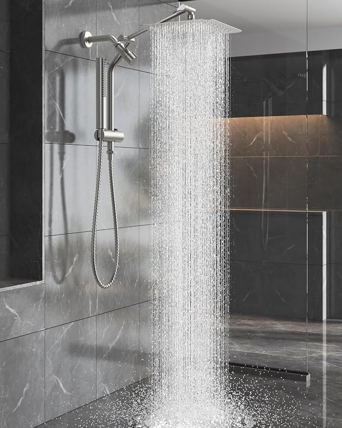 Veken Brushed Nickel Shower Head, Hand Held Bathroom Combo by Veken