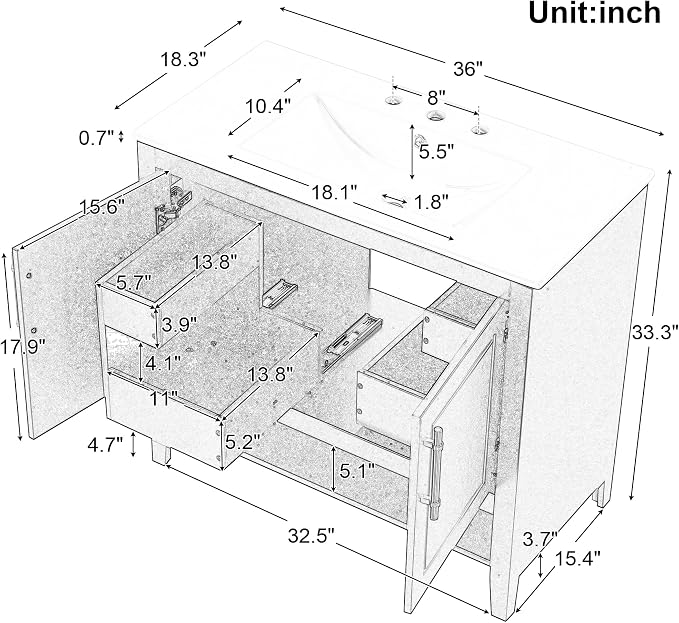 Favfurish 36" Bathroom Vanity - Image 2