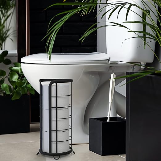 BROOKSTONE, Trending Black Toilet Paper Holder, Freestanding Bathroom Tissue - Image 2
