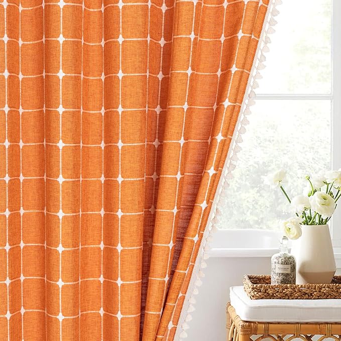 MitoVilla Orange Boho Shower Curtains - Image 7